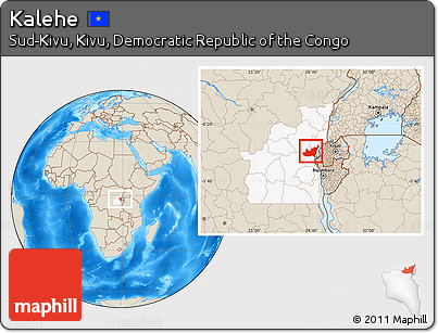 Shaded Relief Location Map of Kalehe, highlighted grandparent region