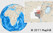 Shaded Relief Location Map of Kalehe, highlighted parent region, highlighted grandparent region