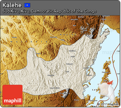 Shaded Relief Map of Kalehe, physical outside