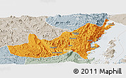 Political Panoramic Map of Kalehe, lighten, semi-desaturated