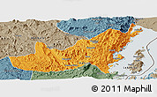 Political Panoramic Map of Kalehe, semi-desaturated