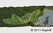Satellite Panoramic Map of Kalehe, darken