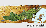 Satellite Panoramic Map of Kalehe, physical outside