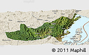Satellite Panoramic Map of Kalehe, shaded relief outside