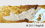 Shaded Relief Panoramic Map of Kalehe, physical outside