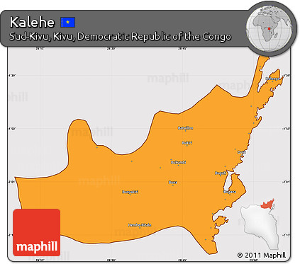 Political Simple Map of Kalehe, cropped outside