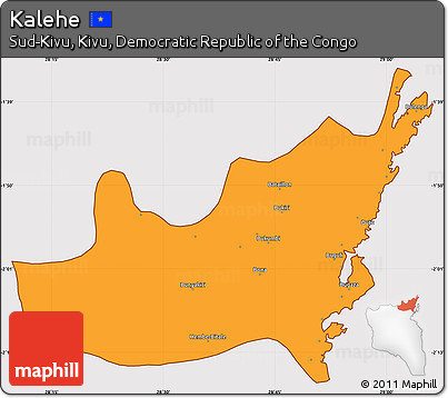 Political Simple Map of Kalehe, cropped outside