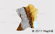 Physical 3D Map of Uvira, cropped outside