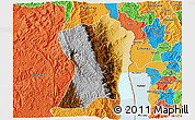 Physical 3D Map of Uvira, political outside