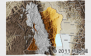 Physical 3D Map of Uvira, semi-desaturated