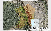 Satellite 3D Map of Uvira, semi-desaturated