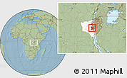 Savanna Style Location Map of Uvira, highlighted parent region, hill shading