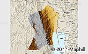 Physical Map of Uvira, shaded relief outside