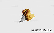 Physical 3D Map of Walungu, single color outside