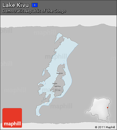 Gray 3D Map of Lake Kivu, single color outside