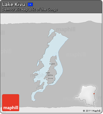 Gray 3D Map of Lake Kivu, single color outside