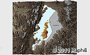 Physical 3D Map of Lake Kivu, darken, semi-desaturated