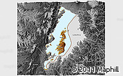 Physical 3D Map of Lake Kivu, desaturated