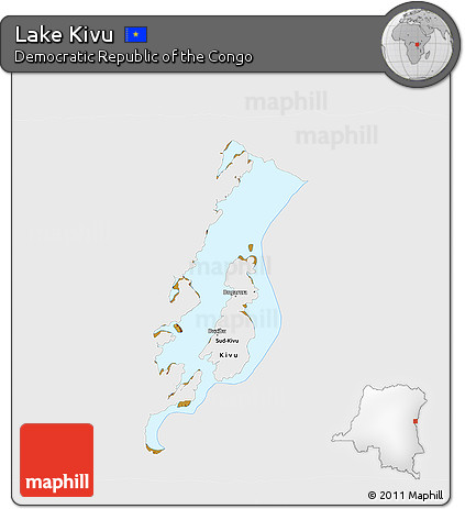 Physical 3D Map of Lake Kivu, single color outside