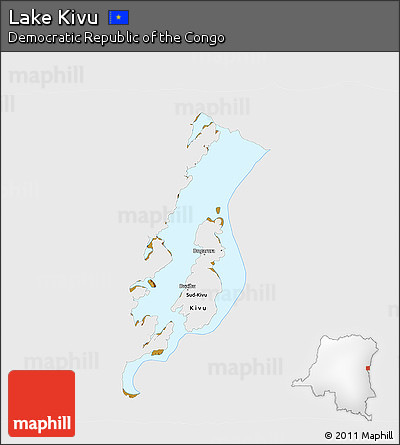 Physical 3D Map of Lake Kivu, single color outside