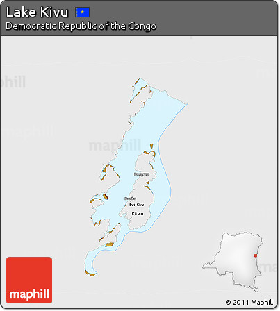 Physical 3D Map of Lake Kivu, single color outside