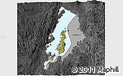 Satellite 3D Map of Lake Kivu, darken, desaturated