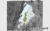 Satellite 3D Map of Lake Kivu, desaturated