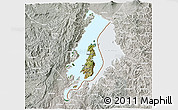 Satellite 3D Map of Lake Kivu, lighten, semi-desaturated