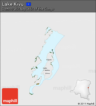 Satellite 3D Map of Lake Kivu, single color outside