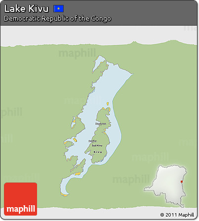 Savanna Style 3D Map of Lake Kivu, single color outside
