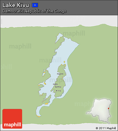 Savanna Style 3D Map of Lake Kivu, single color outside