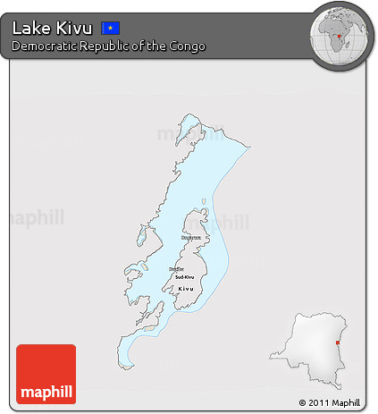 Shaded Relief 3D Map of Lake Kivu, single color outside
