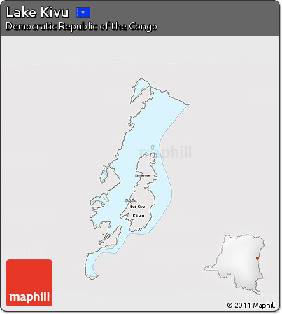 Shaded Relief 3D Map of Lake Kivu, single color outside