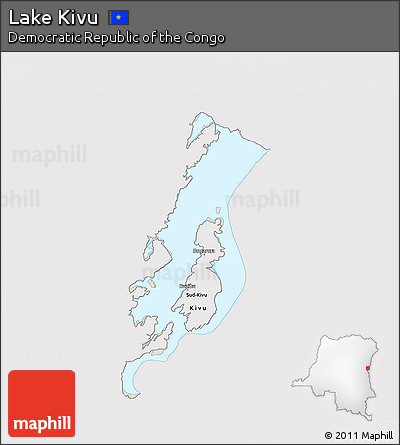 Shaded Relief 3D Map of Lake Kivu, single color outside