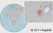 Gray Location Map of Lake Kivu, hill shading