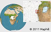 Satellite Location Map of Lake Kivu, highlighted country