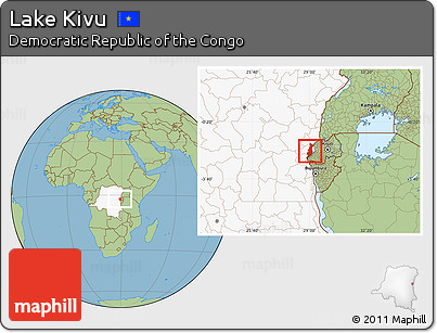 Savanna Style Location Map of Lake Kivu, highlighted country