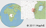 Savanna Style Location Map of Lake Kivu, highlighted country