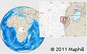 Shaded Relief Location Map of Lake Kivu, highlighted country
