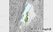 Satellite Map of Lake Kivu, lighten, desaturated