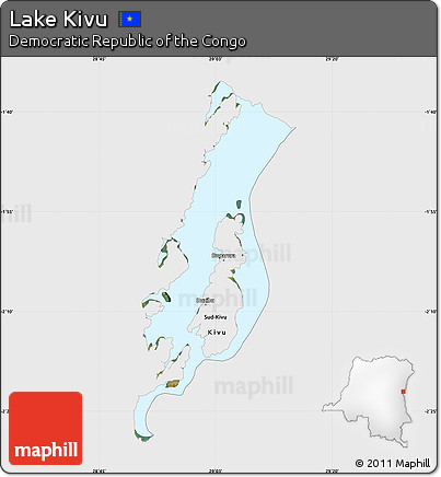 Satellite Map of Lake Kivu, single color outside