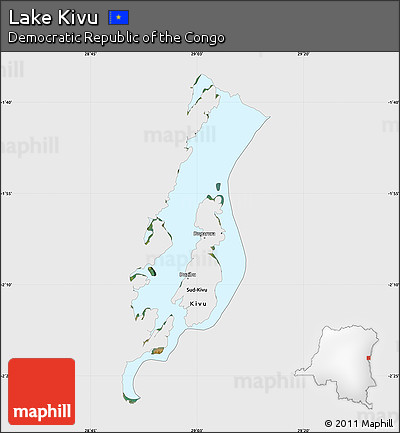 Satellite Map of Lake Kivu, single color outside