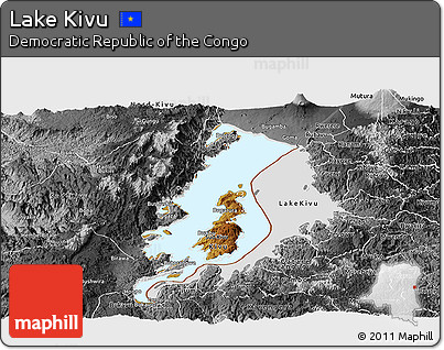 Physical Panoramic Map of Lake Kivu, desaturated