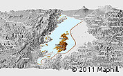 Physical Panoramic Map of Lake Kivu, lighten, desaturated