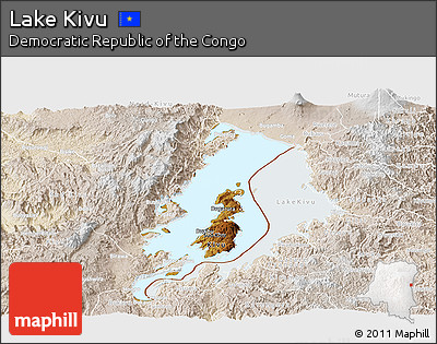 Physical Panoramic Map of Lake Kivu, lighten