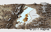 Physical Panoramic Map of Lake Kivu, semi-desaturated