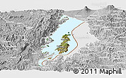 Satellite Panoramic Map of Lake Kivu, lighten, desaturated