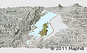 Satellite Panoramic Map of Lake Kivu, lighten, semi-desaturated