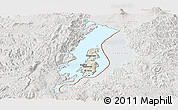 Shaded Relief Panoramic Map of Lake Kivu, lighten, semi-desaturated