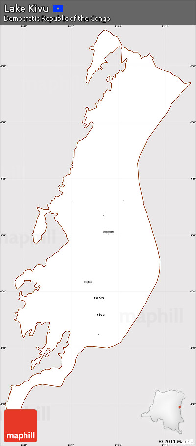 Classic Style Simple Map of Lake Kivu, cropped outside